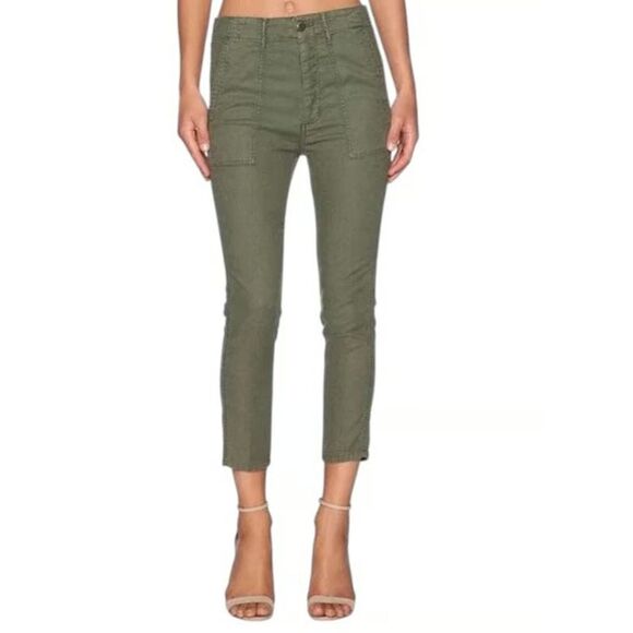 The Great Slouch Cropped Skinny Pants Women’s Size 24 Army Green Casual - Picture 1 of 6